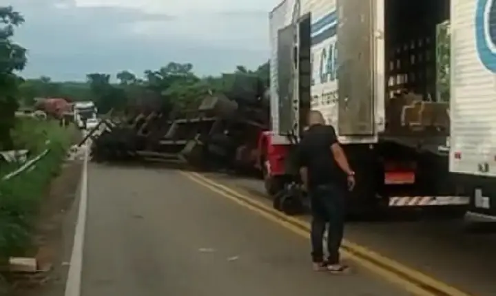 Armas e munições são saqueadas por populares após caminhão tombar na rodovia TO-455