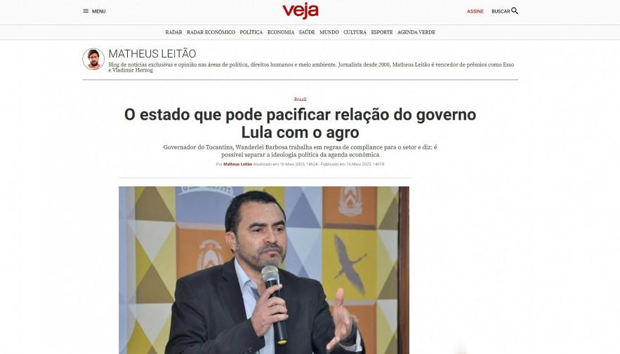 Atuação do governador Wanderlei Barbosa em relação ao Agro ganha destaque na mídia nacional